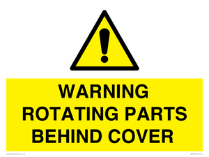 WARNING ROTATING PARTS BEHIND COVER